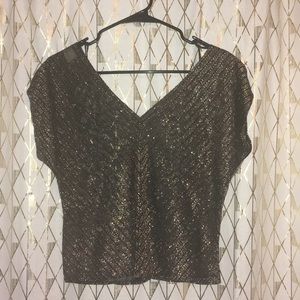 VINTAGE Gold black & silver sparkle crop top!